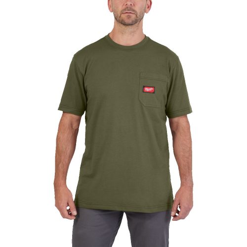 Milwaukee WTSSGN zsebes rövid ujjú zöld póló (XL)