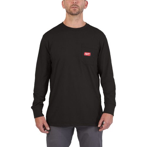 Milwaukee WTLSBL zsebes hosszú ujjú fekete póló (XL)