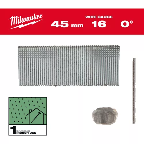 Milwaukee fej nélküli finish szeg 16G 0° 1,6x45mm SC1 - 2500 db/csomag