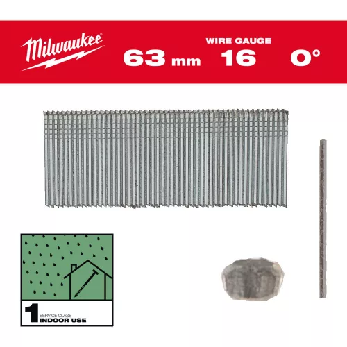 Milwaukee fej nélküli finish szeg 16G 0° 1,6x63mm SC1 - 2500 db/csomag