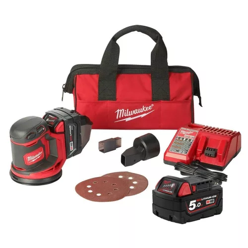Milwaukee akkus excentercsiszoló M18 BOS125-502B 18V 2x5,0Ah