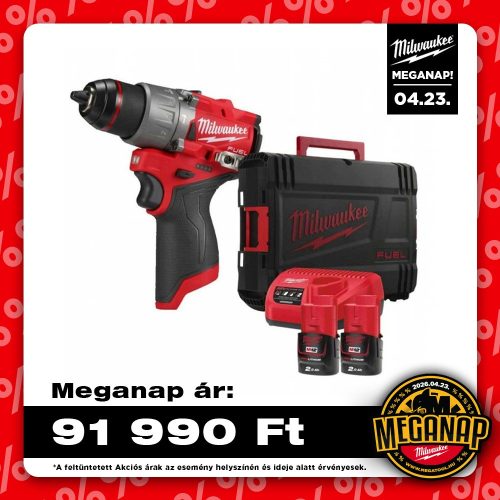 Milwaukee szuperkompakt akkus ütvefúró-csavarozó M12 FPD2-202X 12V 2x2,0Ah