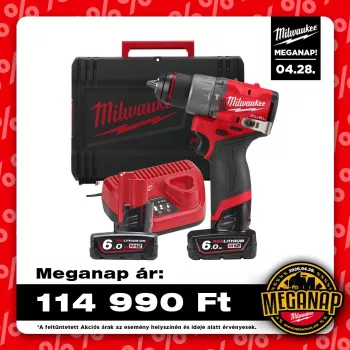   Milwaukee szuperkompakt akkus ütvefúró-csavarozó M12 FPD2-602X 12V 2x6,0Ah