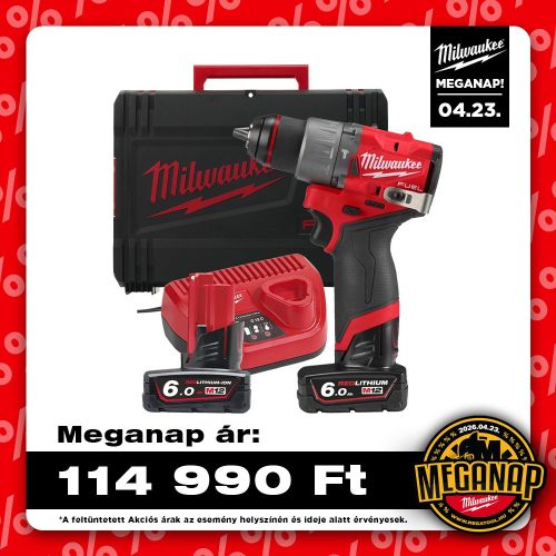 Milwaukee szuperkompakt akkus ütvefúró-csavarozó M12 FPD2-602X 12V 2x6,0Ah