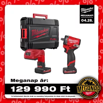   Milwaukee akkus ütvecsavarozó biztosítógyűrűvel M12 FCIWF12G3-502X 12V 2x5,0 Ah, HD kofferben