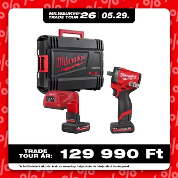   Milwaukee akkus ütvecsavarozó biztosítógyűrűvel M12 FCIWF12G3-502X 12V 2x5,0 Ah, HD kofferben