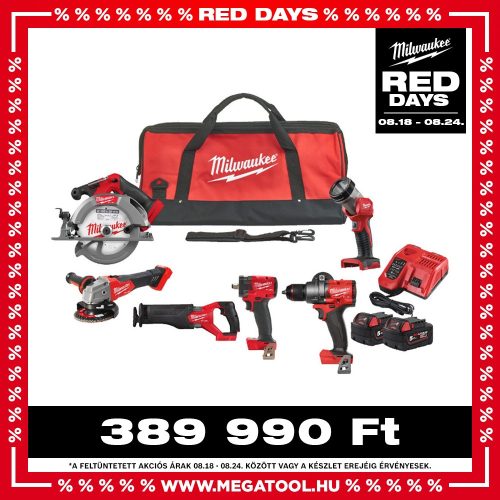 Milwaukee akkus gépszett M18 FPP6H3-502B 18V 2x5,0 Ah, szerszámtáskában
