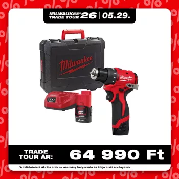   Milwaukee akkus fúró-csavarozó M12 BLDDRC-202C 12V 2x2,0 Ah, kofferben