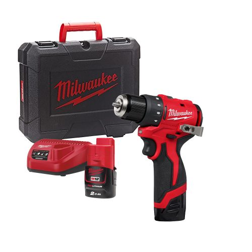 Milwaukee akkus fúró-csavarozó M12 BLDDRC-202C 12V 2x2,0 Ah, kofferben