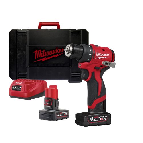 Milwaukee akkus fúró-csavarozó M12 BLDDRC-402C 12V 2x4,0 Ah, kofferben