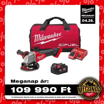   Milwaukee akkus sarokcsiszoló M18 FSAG125X-501BRF 18V 1x5,0 Ah, szerszámtáskában