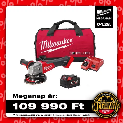 Milwaukee akkus sarokcsiszoló M18 FSAG125X-501BRF 18V 1x5,0 Ah, szerszámtáskában