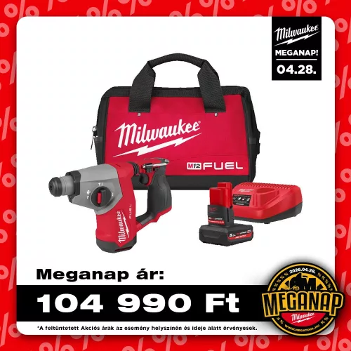 Milwaukee akkus fúrókalapács M12 FHAC16-501BRF 12V 1x5,0 Ah, szerszámtáskában