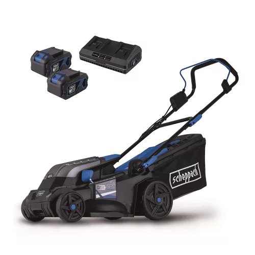 Scheppach akkus fűnyíró indukciós motor 4 in 1, BC-MP380-X-SET XL2, IXES 20V, 2x4Ah akku, töltő