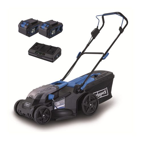 Scheppach akkus fűnyíró indukciós motor 4 in 1, BC-MP430-X-SET XL2, IXES 20V, 2x4Ah akku, töltő