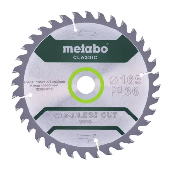   Metabo körfűrészlap fához akkus körfűrésszel 165x1,6x20mm, 36 fog