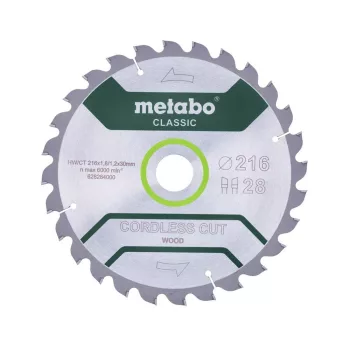   Metabo körfűrészlap fához akkus körfűrésszel 216x1,8x30mm, 28 fog