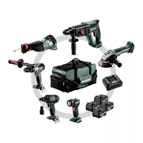 Metabo  Combo Set 6.1 akkus gépszett, SB18LTX+KH18LTX24+W18L 9-125 Quick+ASE18LTX+SSW18LTX300BL