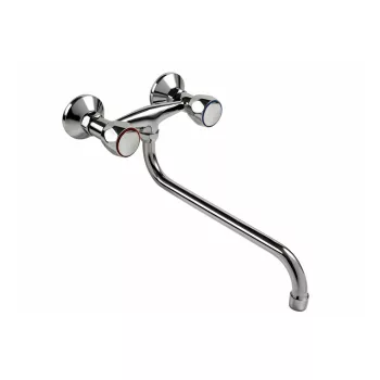   Extol Baletto mosogató-mosdó csaptelep, falra szerelhető, kerámia betét, króm, 25cm hosszú hajlít