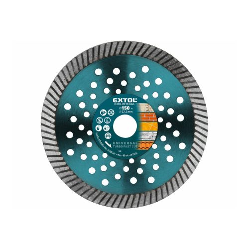 Extol Industrial gyémántvágó, ipari korong,TURBO,gyors vágás; 150×22,2mm, száraz és vizes vágásra