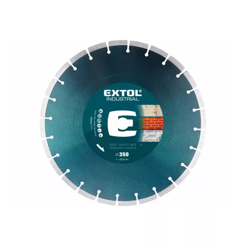 Extol Industrial gyémántvágó BETON-ra, ipari korong, szegmenses; 350×25,4mm, száraz és vizes vágásra