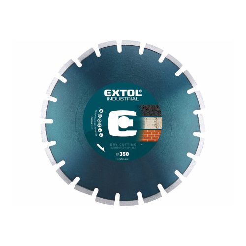 Extol Industrial gyémántvágó ASZFALT-ra, friss betonhoz, ipari korong, szegmenses; 350×25,4mm, száraz és vizes vágásra