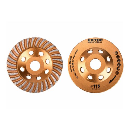 Extol Industrial gyémántcsiszoló korong 115mm×22,2mm, Turbo/lamellás jellegű