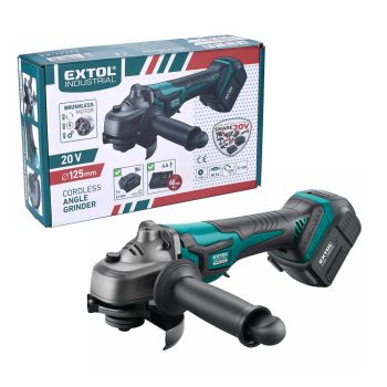   Extol Industrial akkus sarokcsiszológép, Share20V, 20V, Li-ion, 1db akku, 1db töltő, 4000 mAh, 12