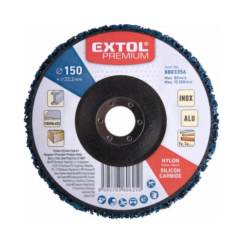Extol Premium csiszolókorong sarokcsiszolóhoz ("négertárcsa"), 150mm, 14 mm vastagság, üvegszálas