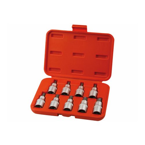 Extol Premium bitdugófej készlet, 9db, TORX, 1/2"×55mm (T20-25-27-30-40-45-50-55-60), CrV/S2