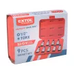 Extol Premium bitdugófej készlet, 9db, TORX, 1/2"×55mm (T20-25-27-30-40-45-50-55-60), CrV/S2