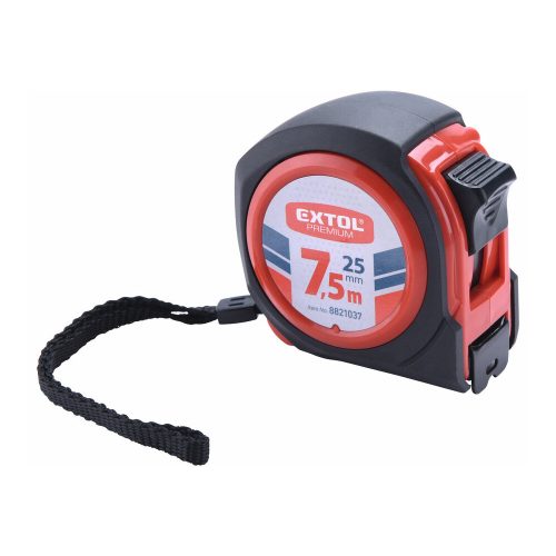 Extol Premium mérőszalag, gumírozott, 1 stoppos, 7,5m×25mm