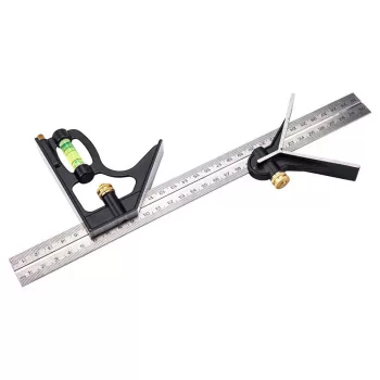   Extol Premium asztalos kombinált derékszög/vízmérték/vonalzó, többfunkciós, 300 mm, ALU/Inox