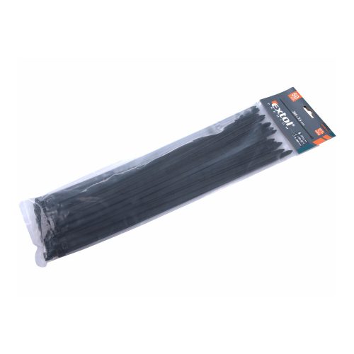 Extol Premium kábelkötegelő 7,6×380mm 50db, fekete nylon; UV-, sav- és lúgálló