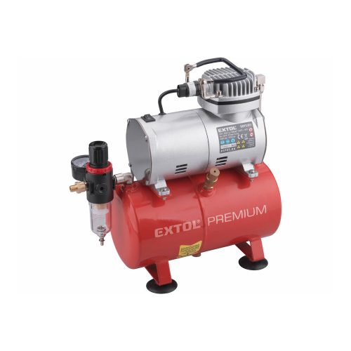 Extol Premium olajmentes légkompresszor, 230V/150W 3l tank, airbrush festéshez