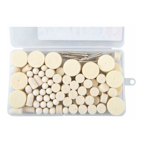 Extol Craft mini polírozó készlet 3,2 mm befogás, 120 db, 3 féle fejforma, gyapjú filc