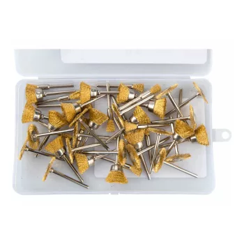   Extol Craft mini drótcsiszoló készlet 3,2 mm befogás, 45 db, 3 féle fazékkefe fejforma, rezezett