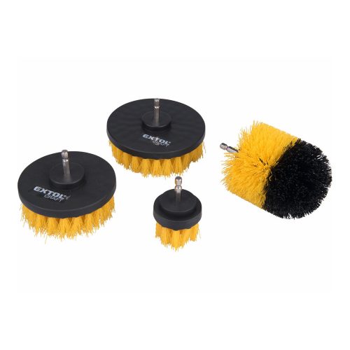 Extol Craft nylon csiszoló kefe készlet 4 db; 1/4"×25 mm csap, fúrógépbe fogható