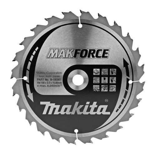 Makita Makforce körfűrészlap fához 190x15,88x2,2mm 24 fog