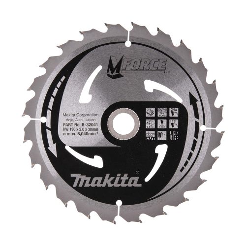 Makita Mforce körfűrészlap fához 190x30x2mm 24 fog