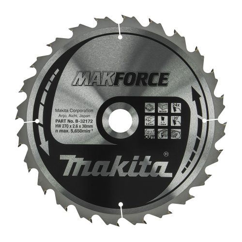 Makita Makforce körfűrészlap fához 270x30x2,6mm 24 fog