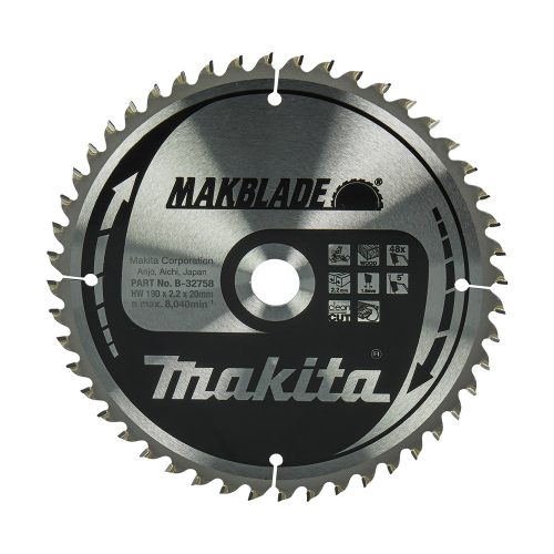 Makita Makblade körfűrészlap fához 190x20x2,2mm 48 fog