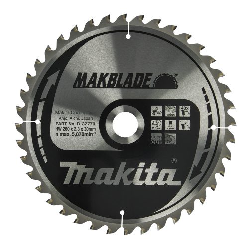 Makita Makblade körfűrészlap fához 260x30x2,3mm 40 fog