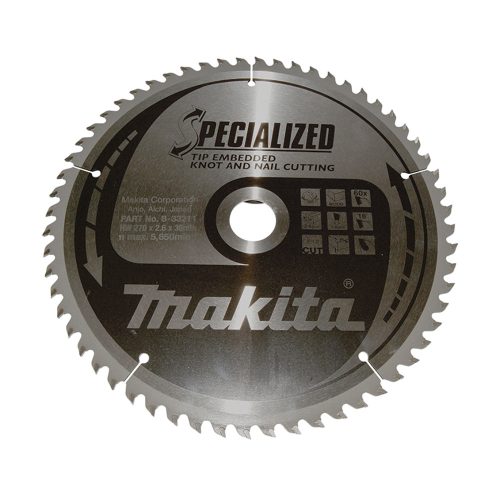 Makita körfűrészlap szöges és csomós fáhóz 270x30x2,6mm 60 fog