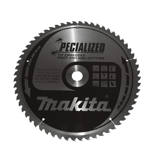 Makita körfűrészlap szöges és csomós fáhóz 355x30x3mm 60 fog