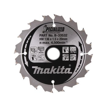   Makita körfűrészlap akkus géppel, fához 136x20x1,5mm 16 fog