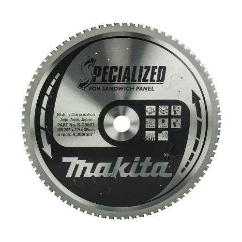 Makita körfűrészlap szendvicspanelhez 355x30x2,6mm 80 fog