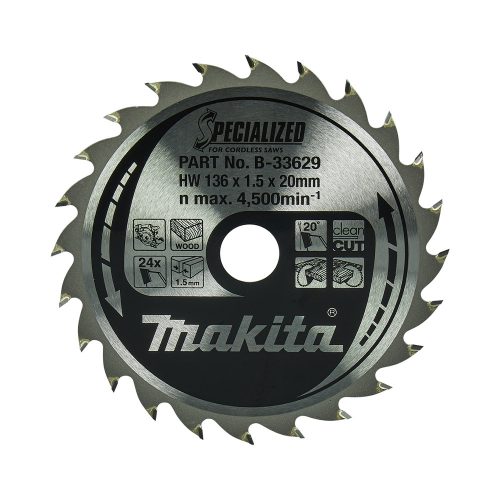 Makita körfűrészlap akkus géppel, fához 136x20x1,5mm 24 fog