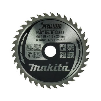   Makita körfűrészlap akkus géppel, fához 136x20x1,5mm 36 fog