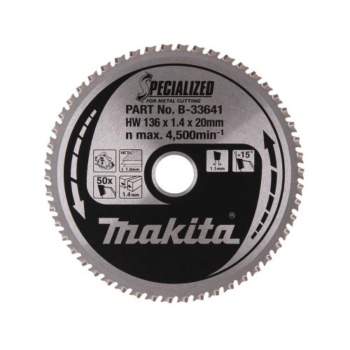 Makita körfűrészlap acélhoz, fémhez 136x20x1,4mm 50 fog